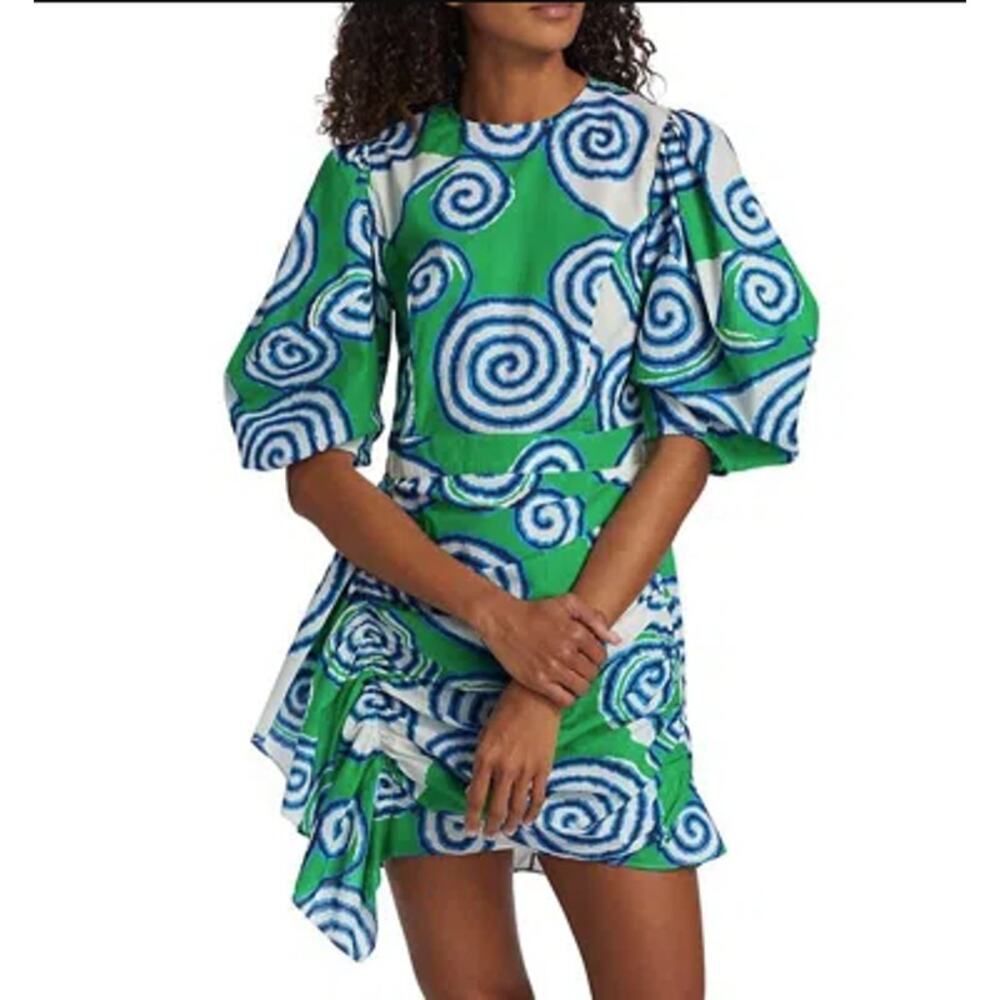 RHODE Pia Graphic-print Mini Dress In Green Blue Size 4 - Picture 2 of 4